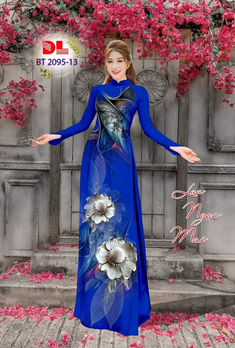 Vải áo dài hoa 3d dlbt-2095 - Ảnh 8