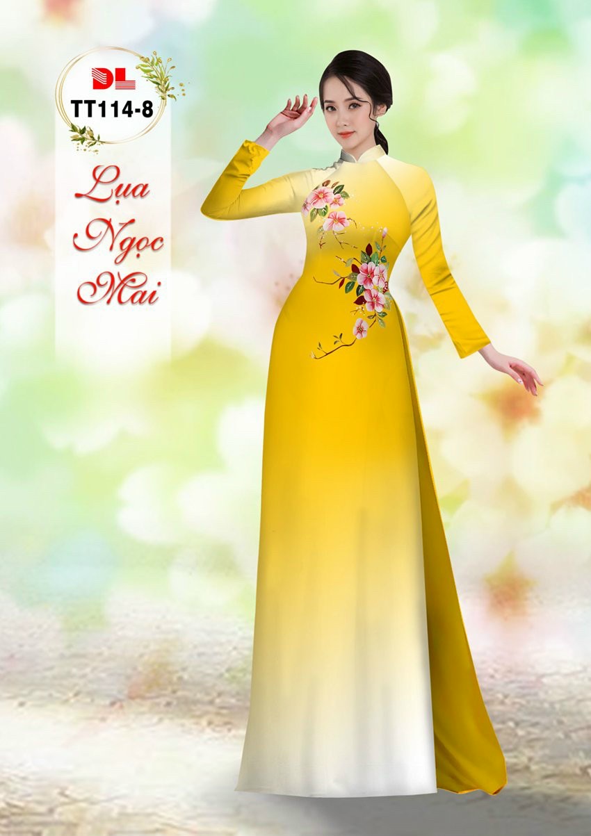 Vải áo dài hoa 3d dltt-114 - Ảnh 7