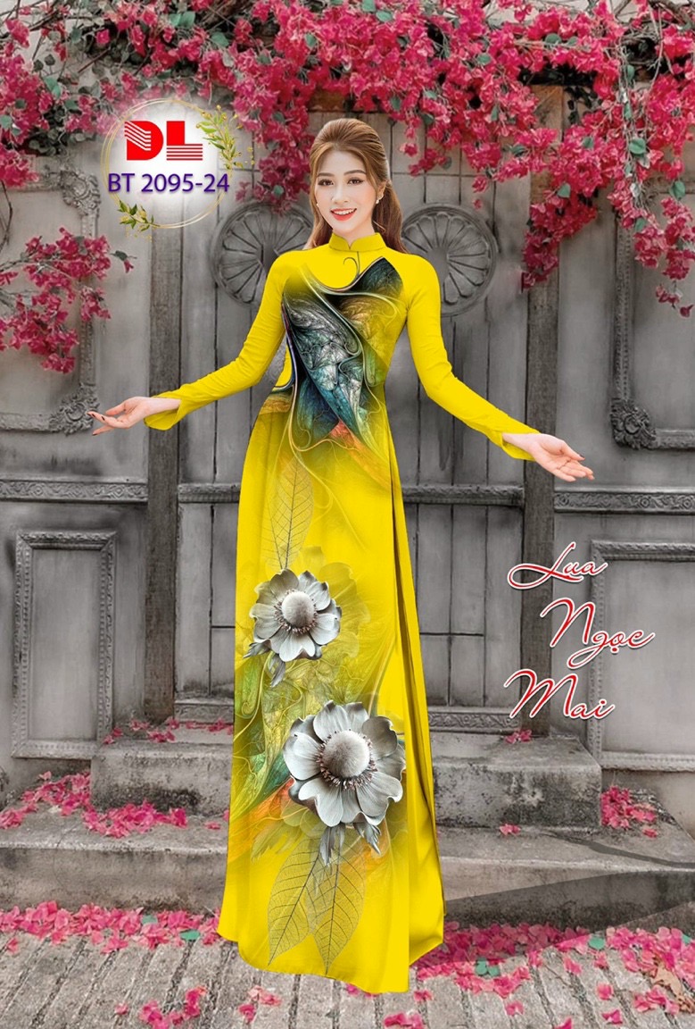 Vải áo dài hoa 3d dlbt-2095 - Ảnh 11