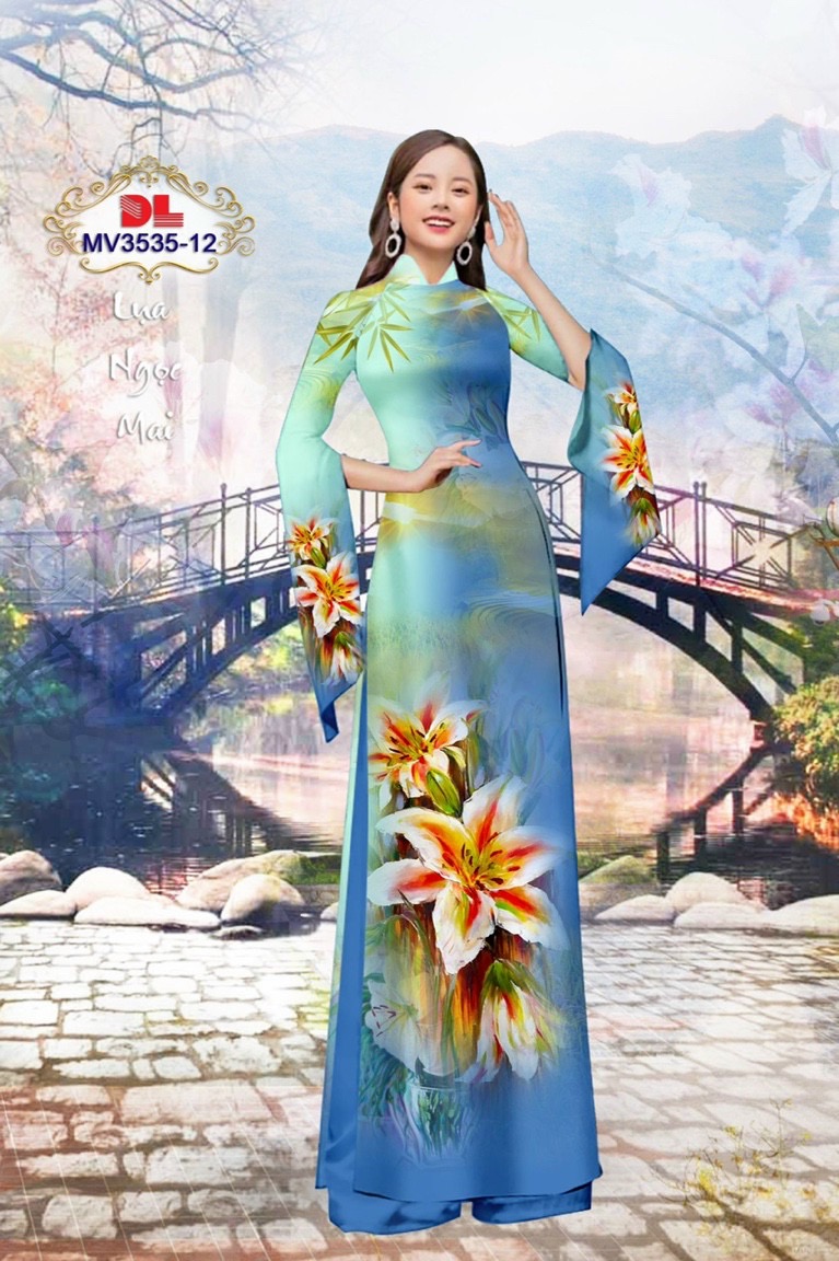 Vải áo dài hoa ly dlmv-3535 - Ảnh 4