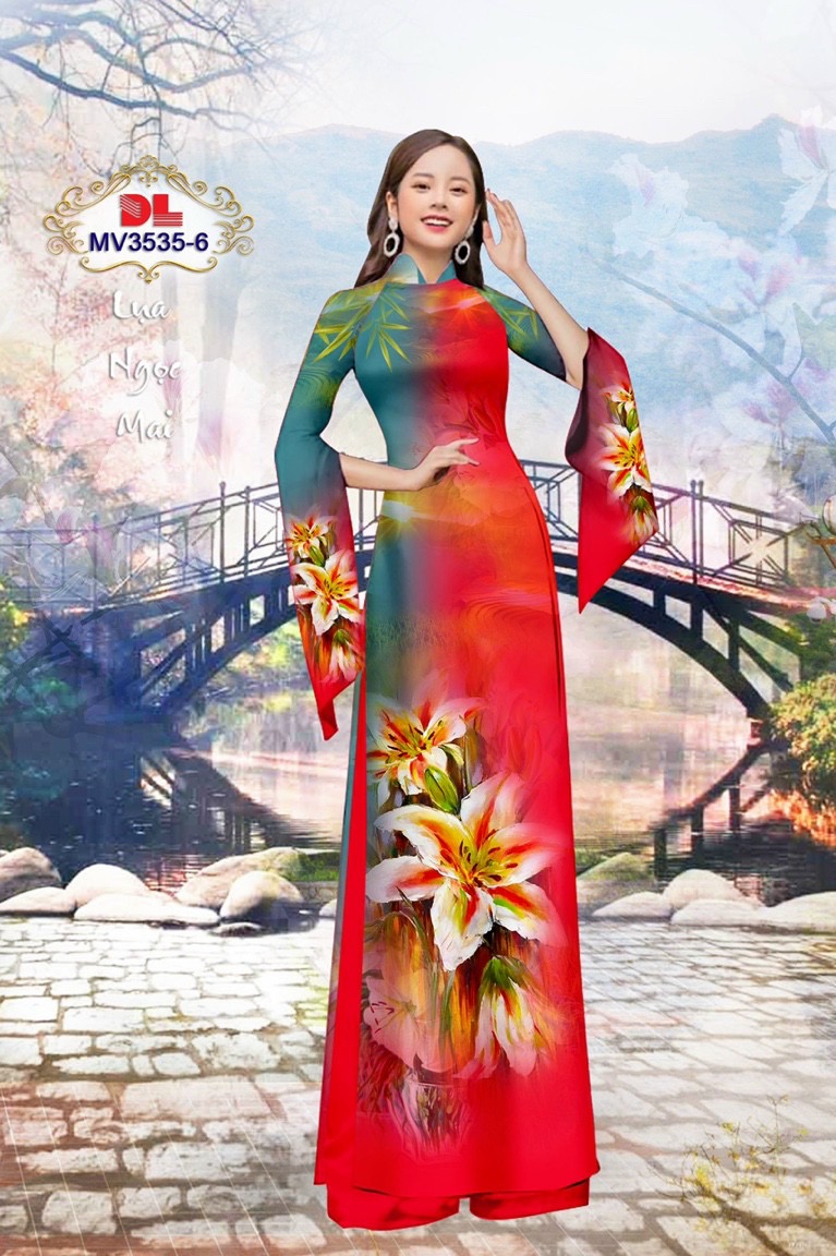 Vải áo dài hoa ly dlmv-3535