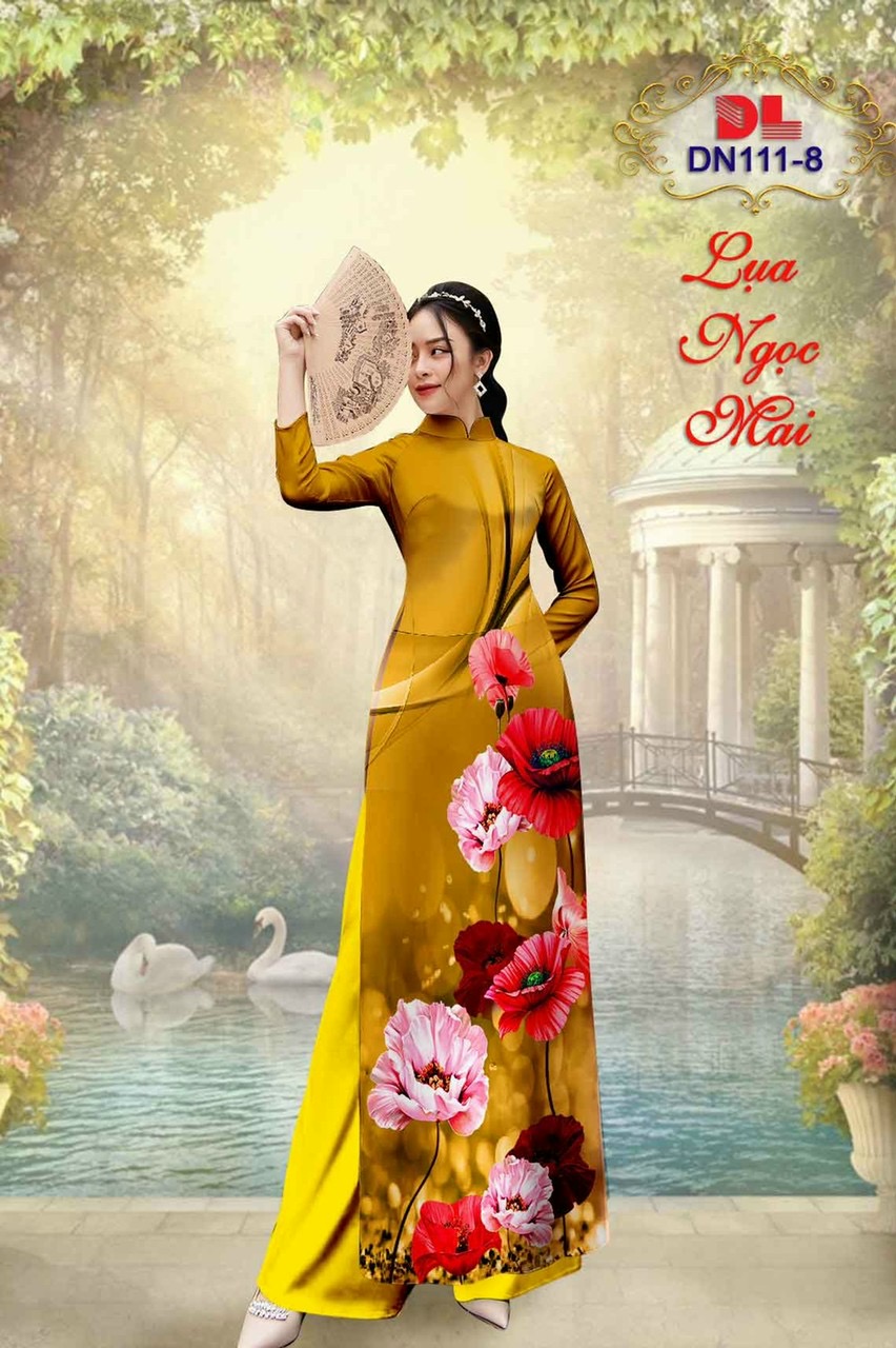 Vải áo dài hoa 3d dldn-111 - Ảnh 10