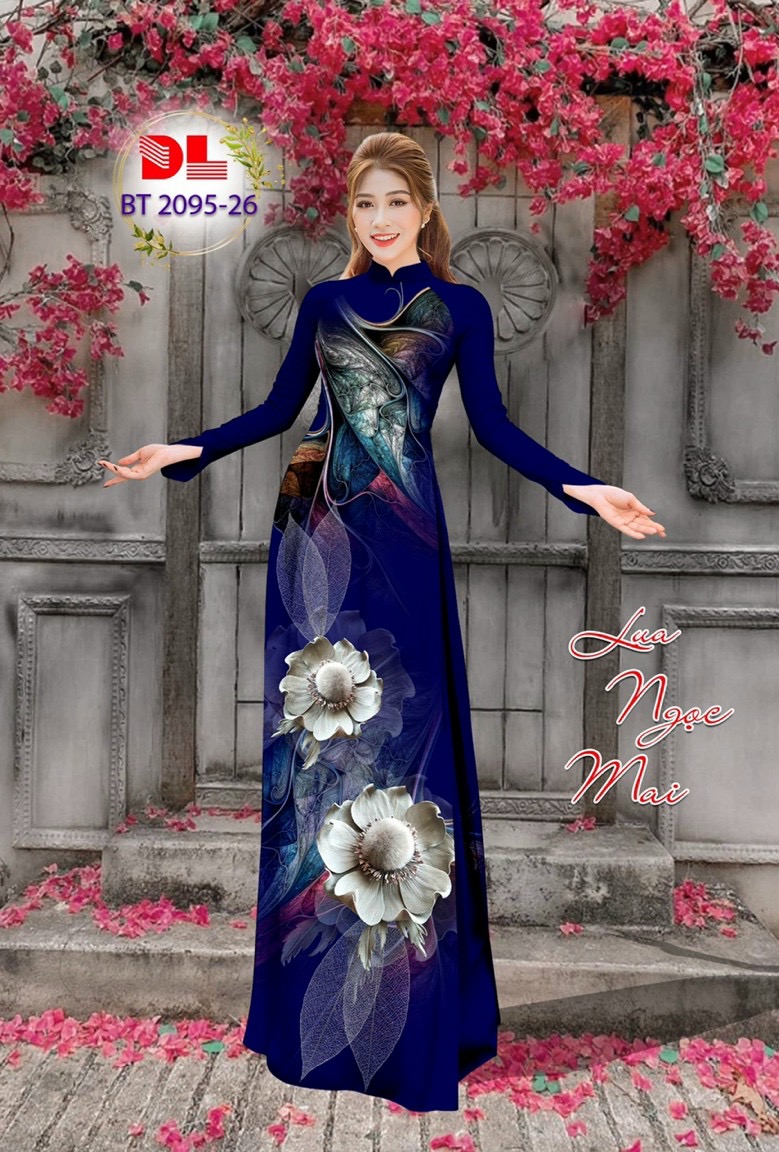 Vải áo dài hoa 3d dlbt-2095 - Ảnh 7