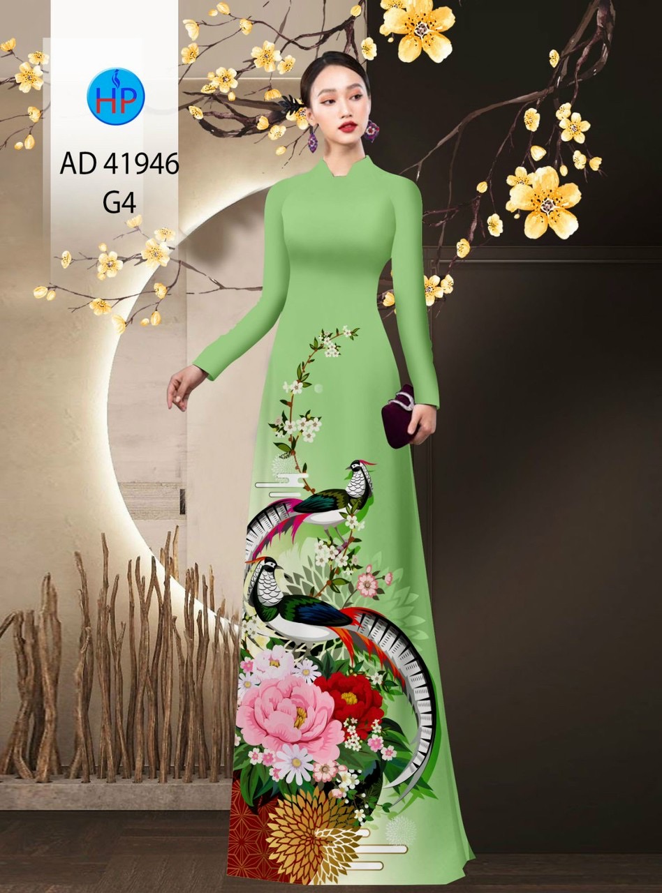 Vải áo dài hoa mẫu đơn ad 41946 - Ảnh 19