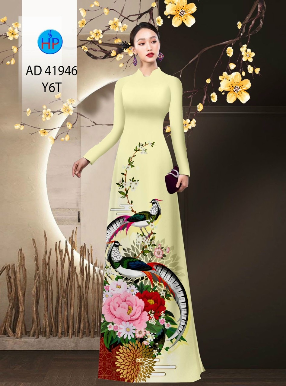 Vải áo dài hoa mẫu đơn ad 41946 - Ảnh 18