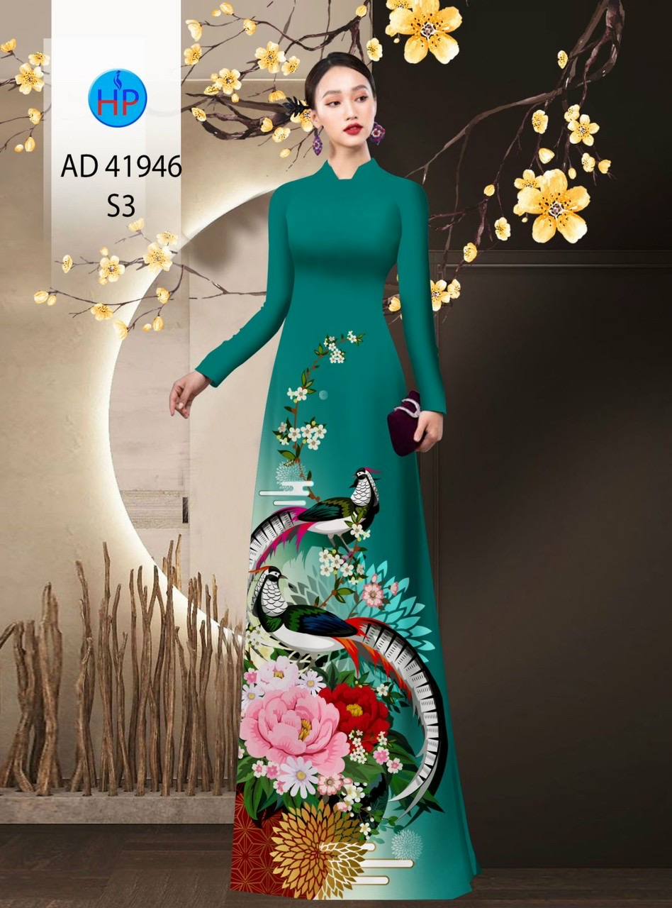 Vải áo dài hoa mẫu đơn ad 41946 - Ảnh 17