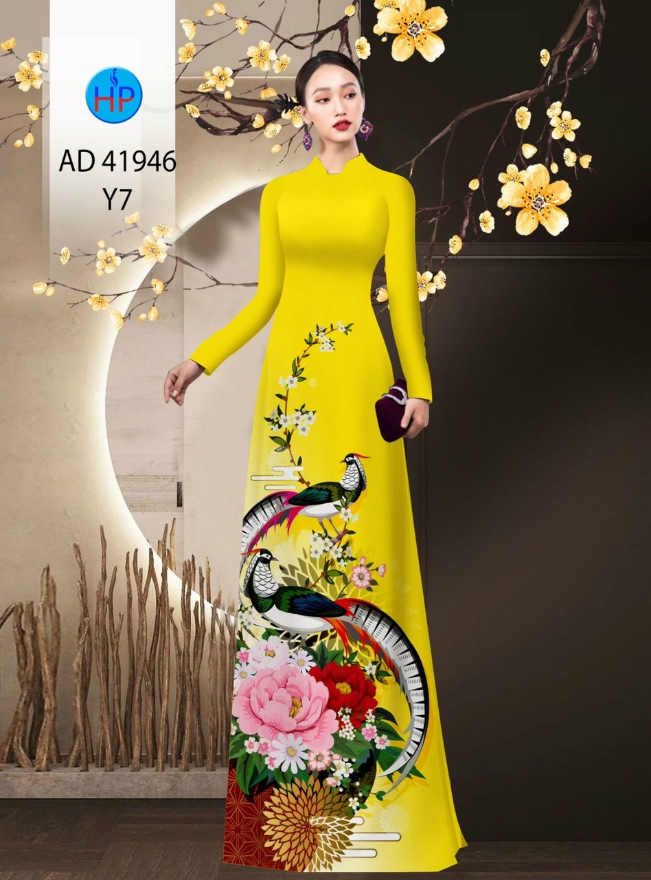 Vải áo dài hoa mẫu đơn ad 41946 - Ảnh 14