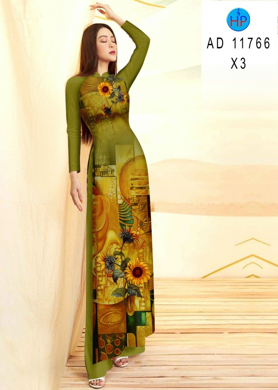 Vải áo dài hoa hướng dương ad 11766 - Ảnh 8