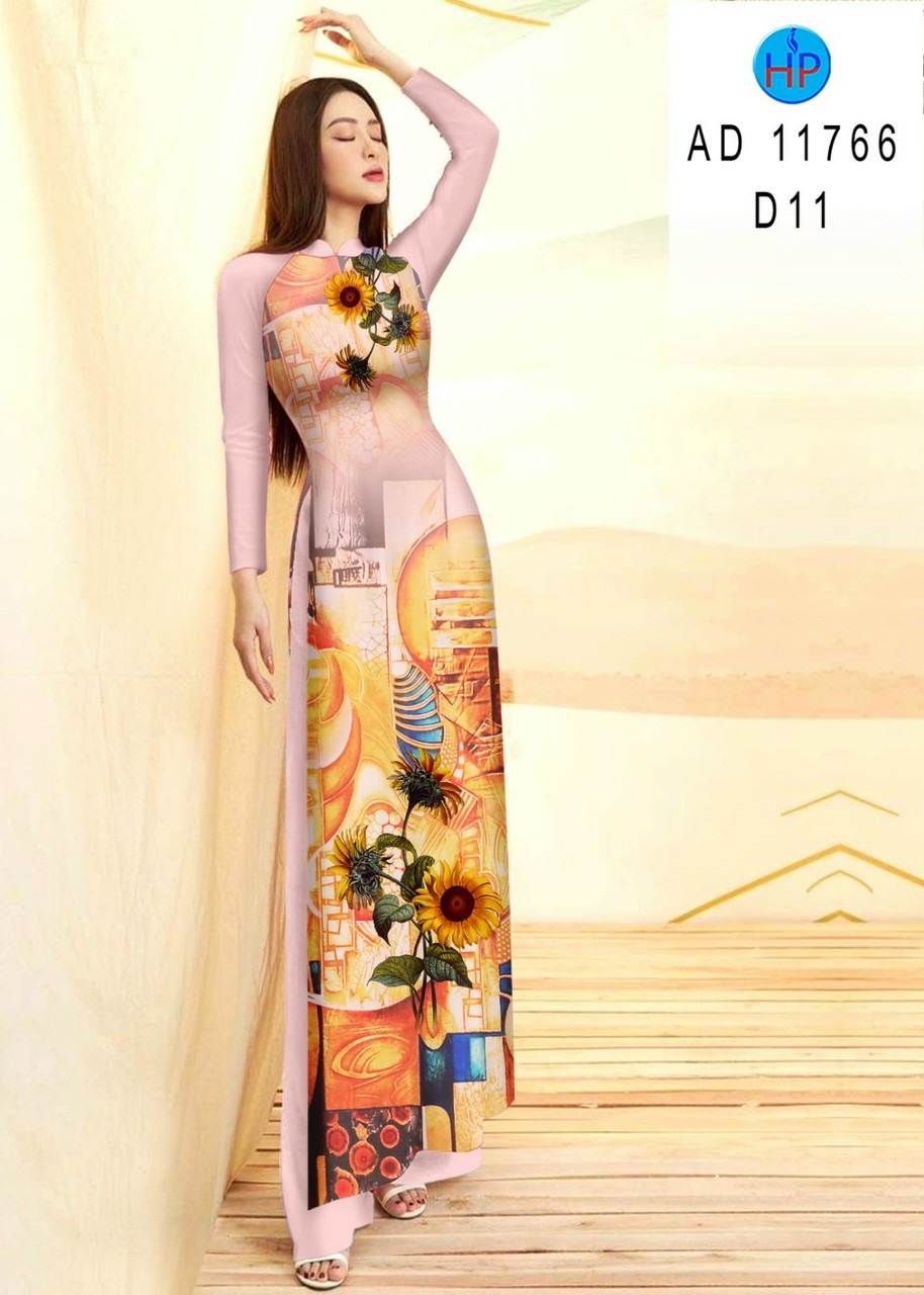 Vải áo dài hoa hướng dương ad 11766 - Ảnh 5