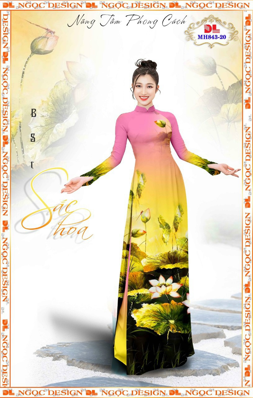 Vải áo dài hoa sen dlmh-843 - Ảnh 3