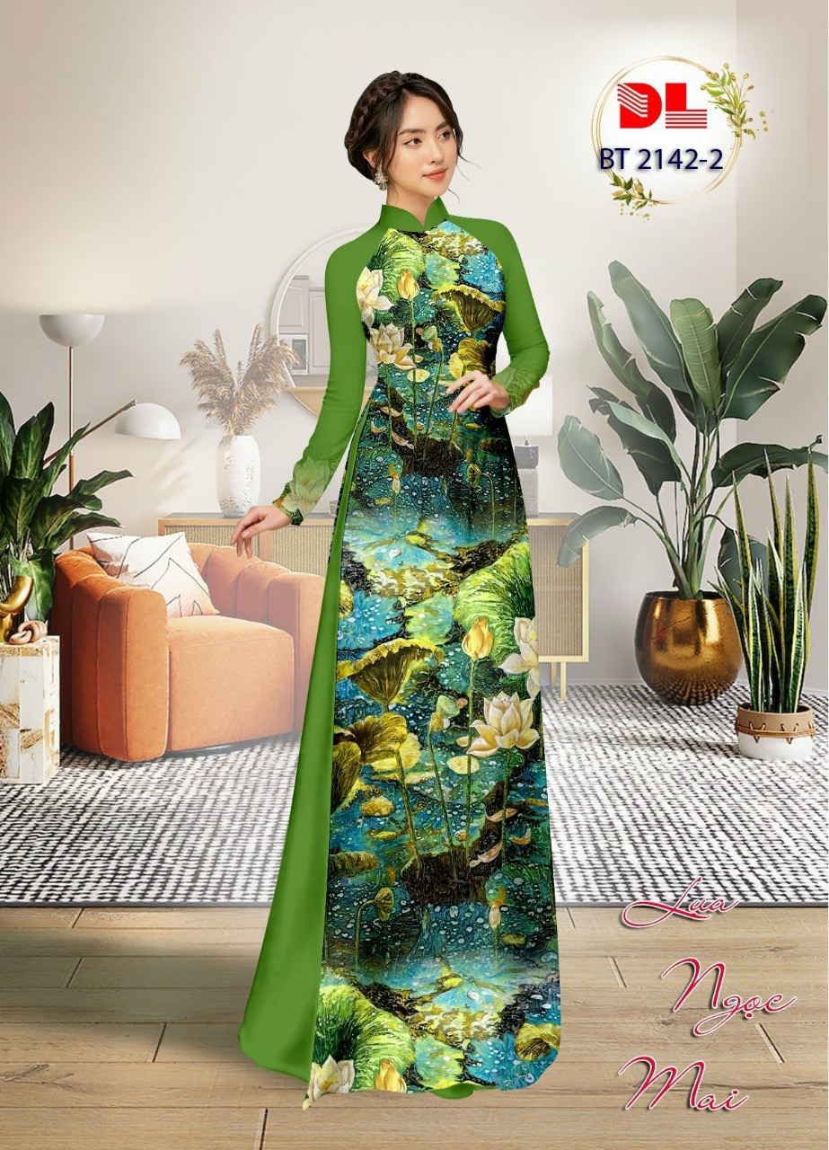 Vải áo dài hoa sen dlbt-2142 - Ảnh 2