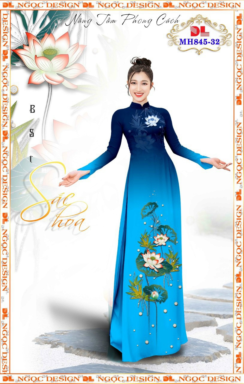 Vải áo dài hoa sen dlmh-845 - Ảnh 15
