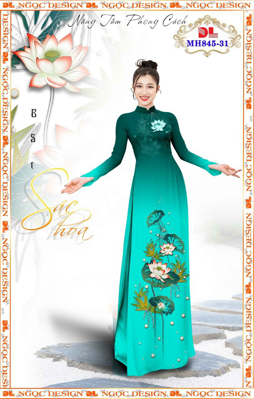 Vải áo dài hoa sen dlmh-845 - Ảnh 12