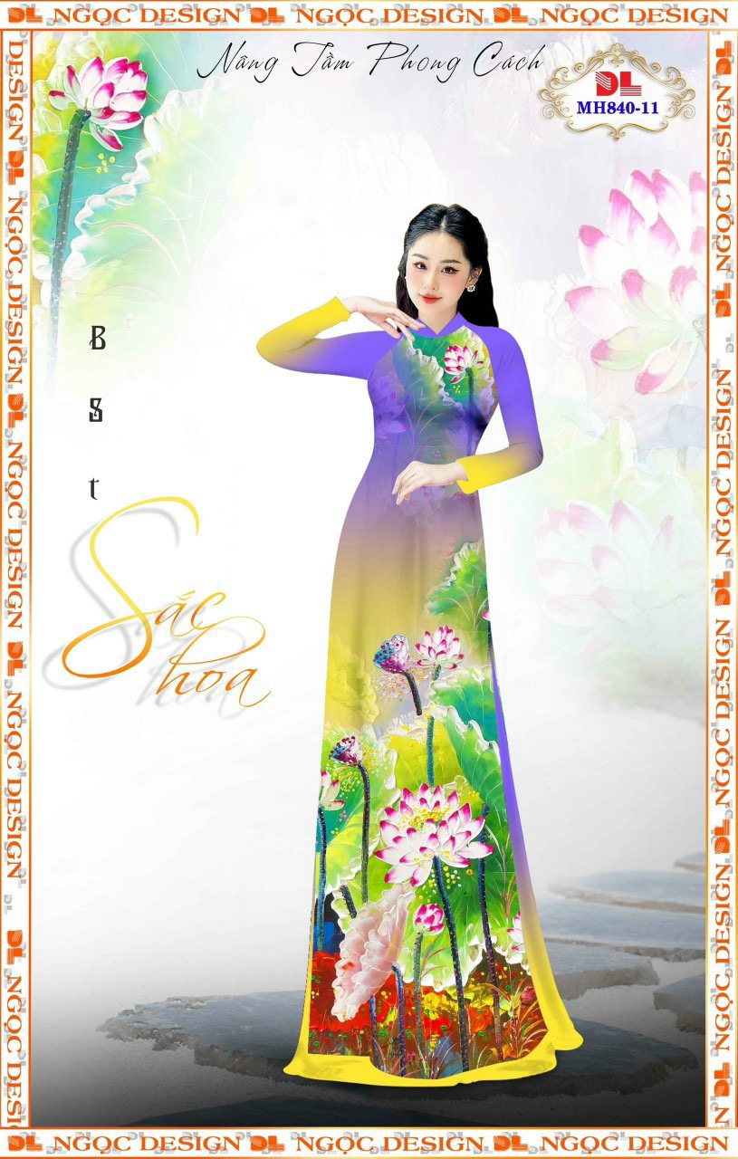 Vải áo dài hoa sen dlmh-840 - Ảnh 11