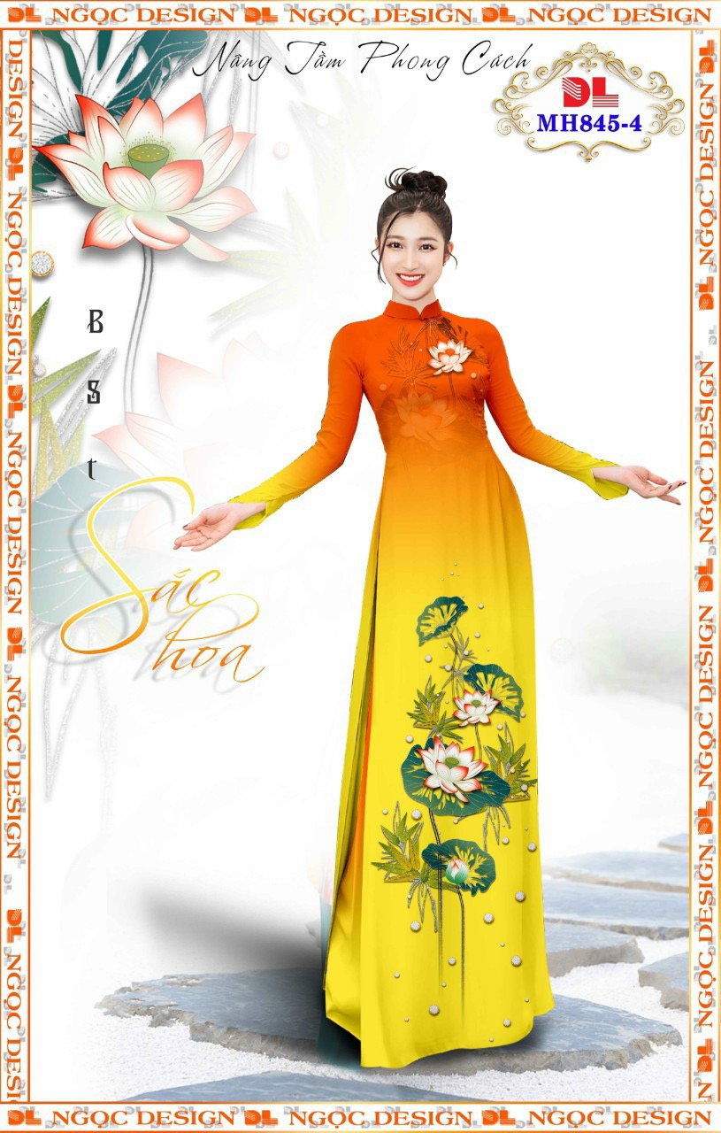 Vải áo dài hoa sen dlmh-845 - Ảnh 3