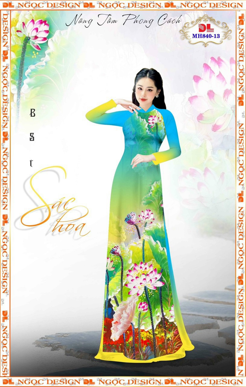 Vải áo dài hoa sen dlmh-840 - Ảnh 3