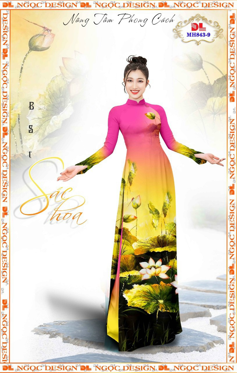 Vải áo dài hoa sen dlmh-843 - Ảnh 5