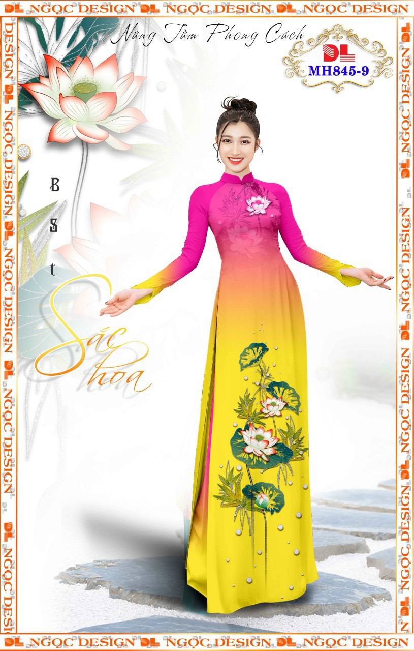 Vải áo dài hoa sen dlmh-845 - Ảnh 9