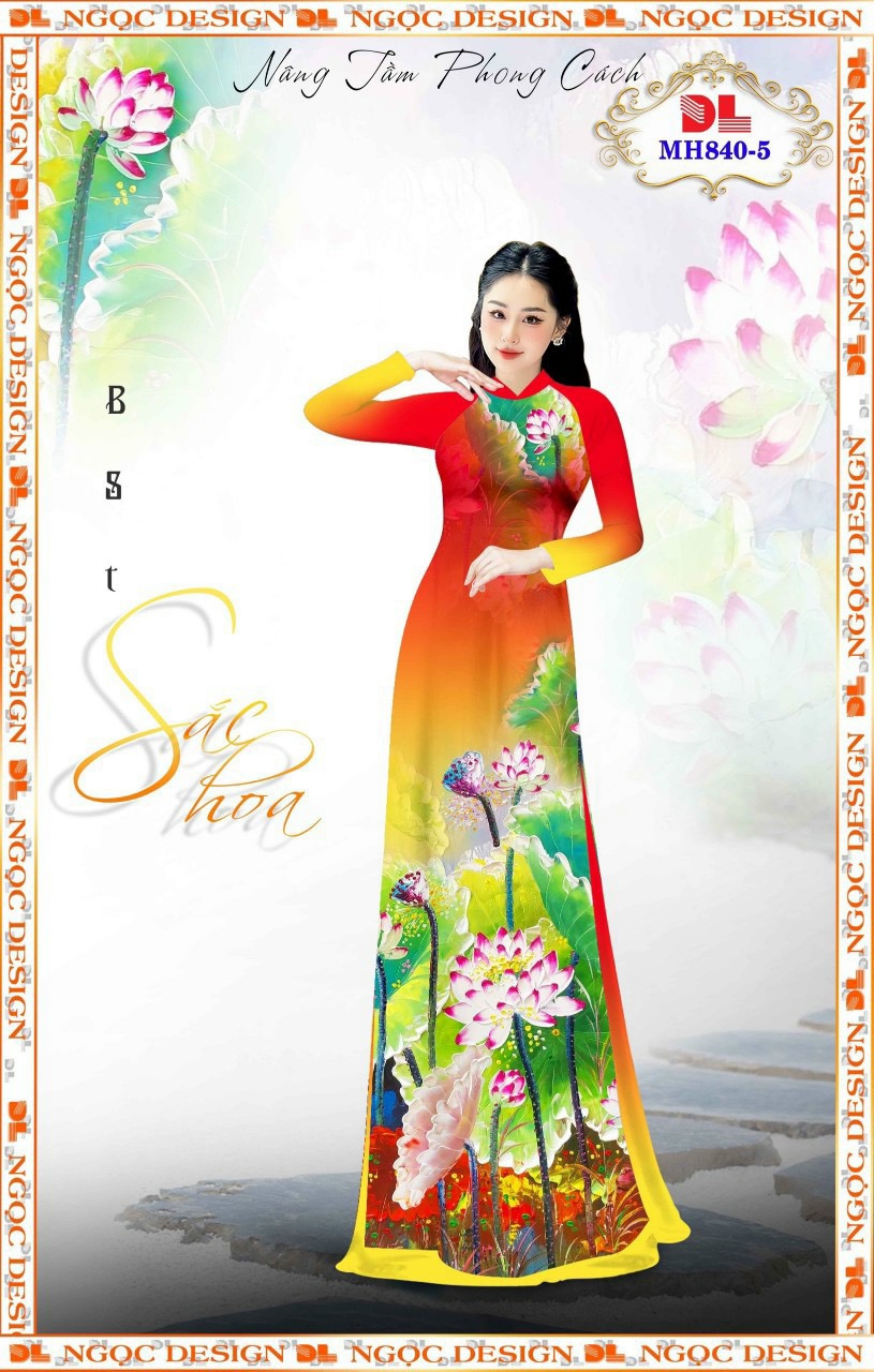 Vải áo dài hoa sen dlmh-840