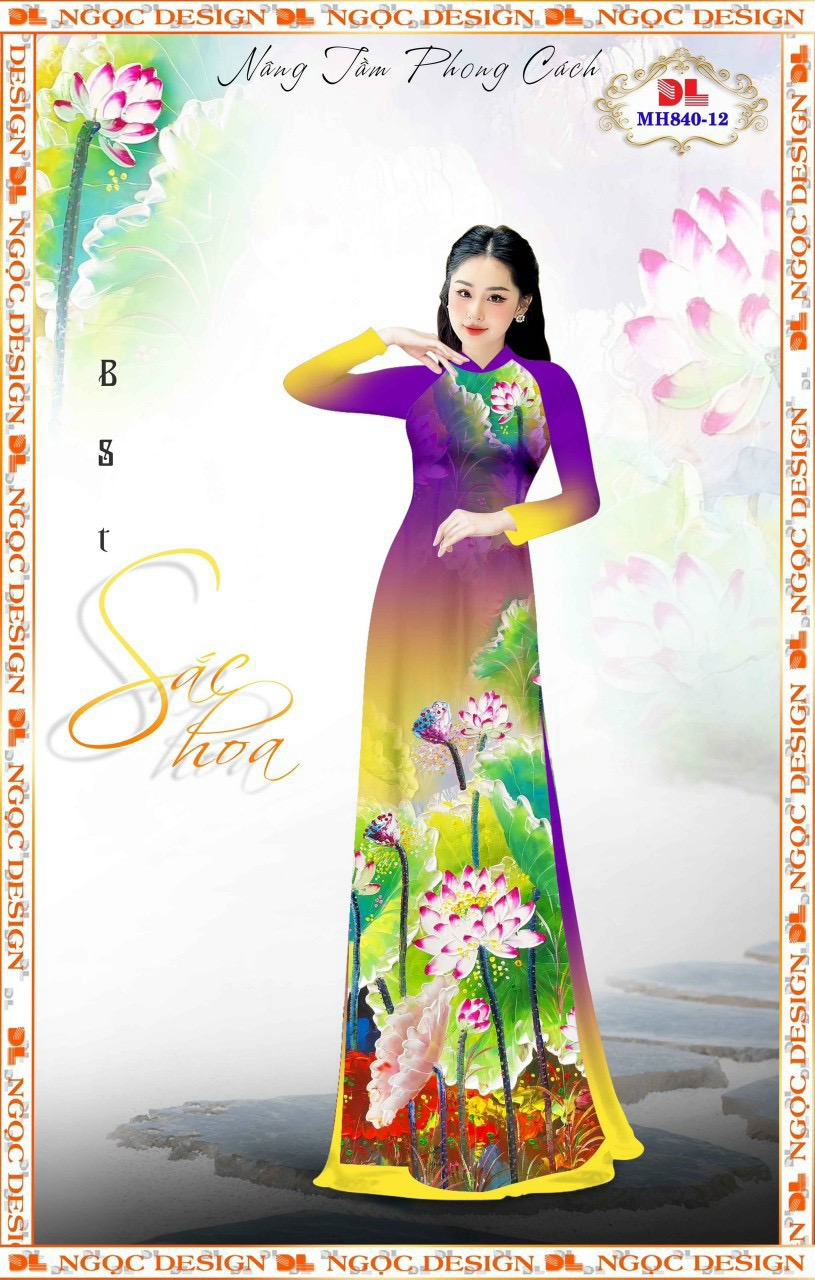 Vải áo dài hoa sen dlmh-840 - Ảnh 2
