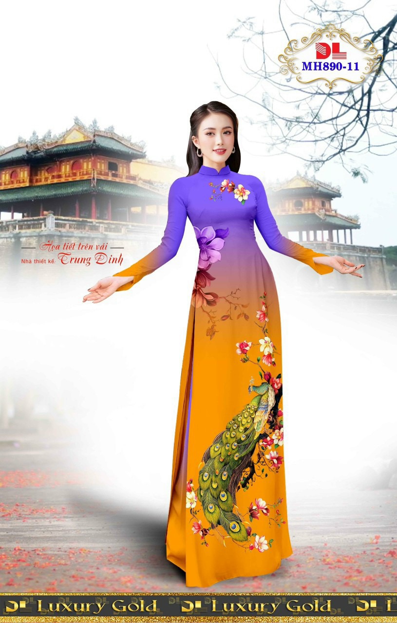 Vải áo dài chim công dlmh-890 - Ảnh 2