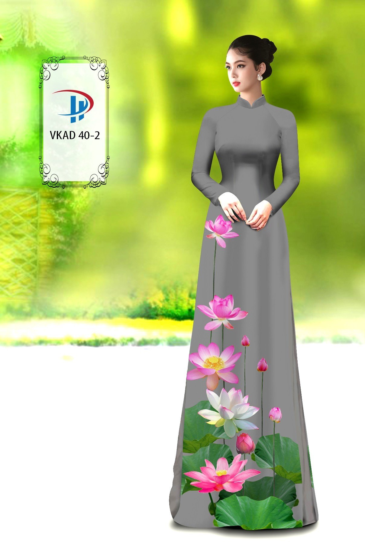 Vải áo dài hoa sen vkad-40 - Ảnh 12