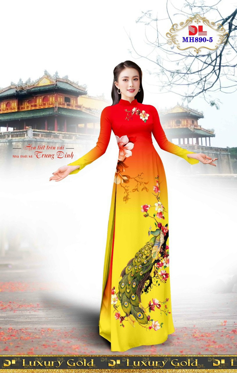 Vải áo dài chim công dlmh-890