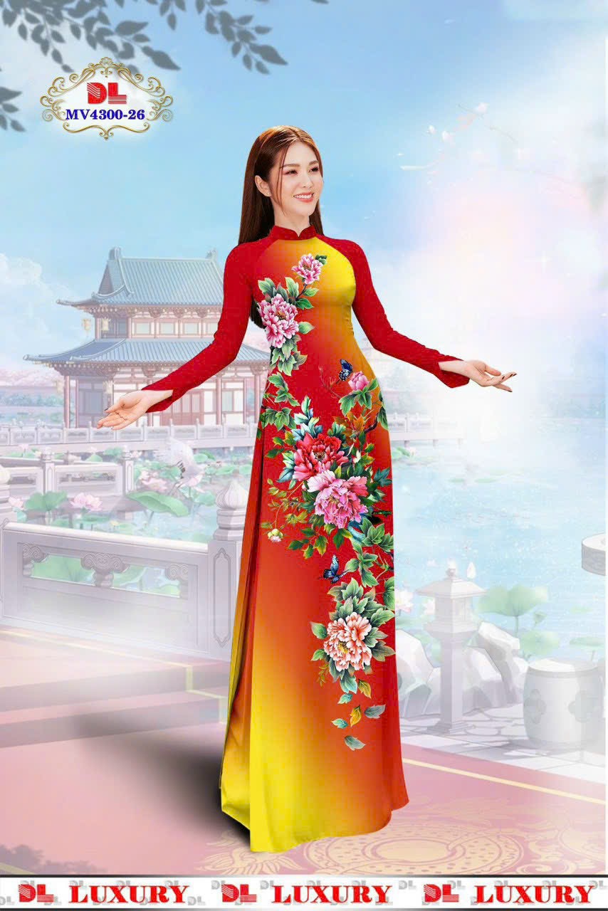 Vải áo dài hoa mẫu đơn dlmv-4300 - Ảnh 12