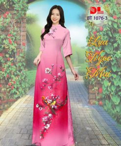 Vải áo dài hoa và chim dlbt-1076