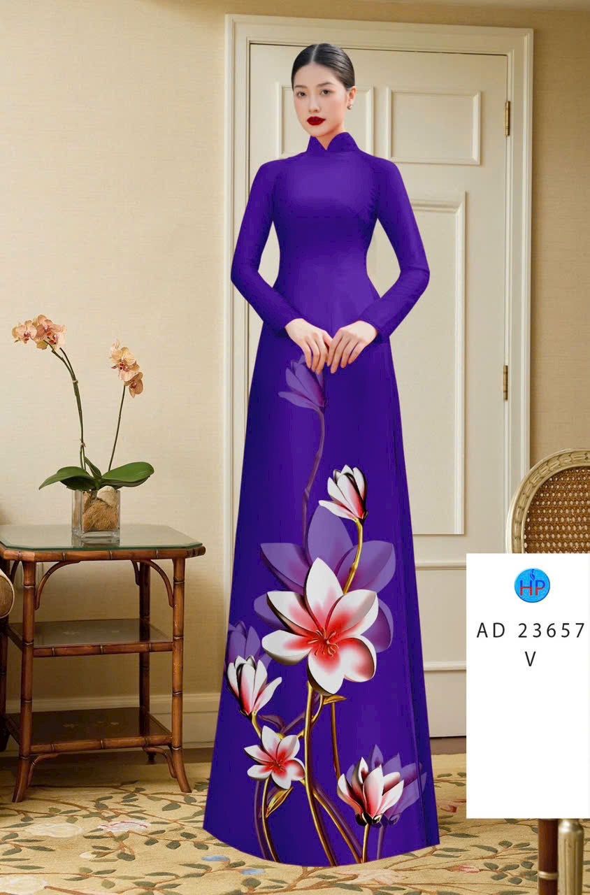 Vải áo dài hoa sứ ad 23657