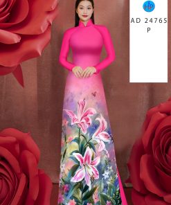 Vải áo dài hoa ly ad 24765
