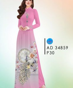 Vải áo dài chim công ad 34859