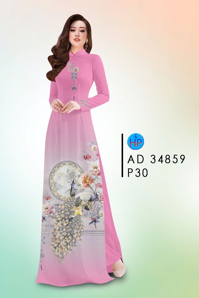 Vải áo dài chim công ad 34859