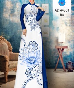 Vải áo dài hoa sen ad 44301