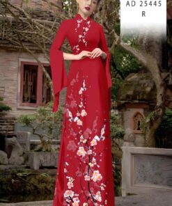 Vải áo dài hoa đào ad 25445