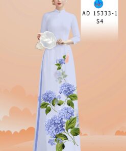 Vải áo dài hoa cẩm tú cầu ad 15333