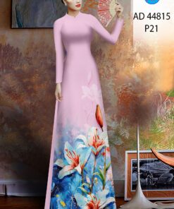 Vải áo dài hoa ly ad 44815