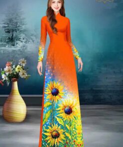 Vải áo dài hoa hướng dương dlmh-2068