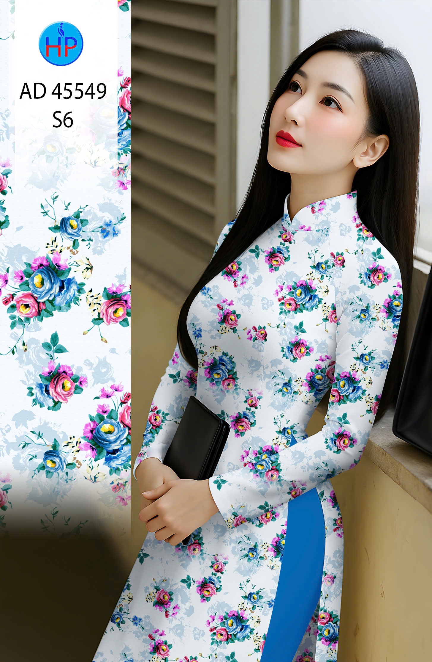 Vải áo dài hoa nguyên áo ad 45549