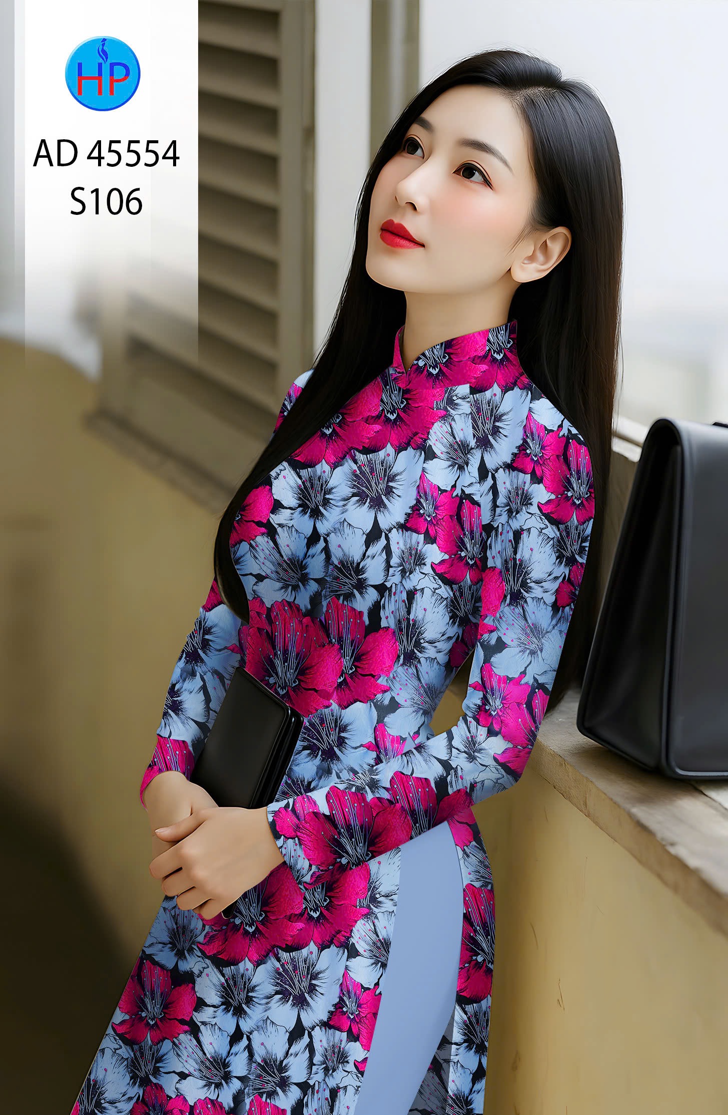 Vải áo dài hoa nguyên áo ad 45554