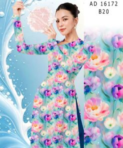 Vải áo dài hoa nguyên áo ad 16172