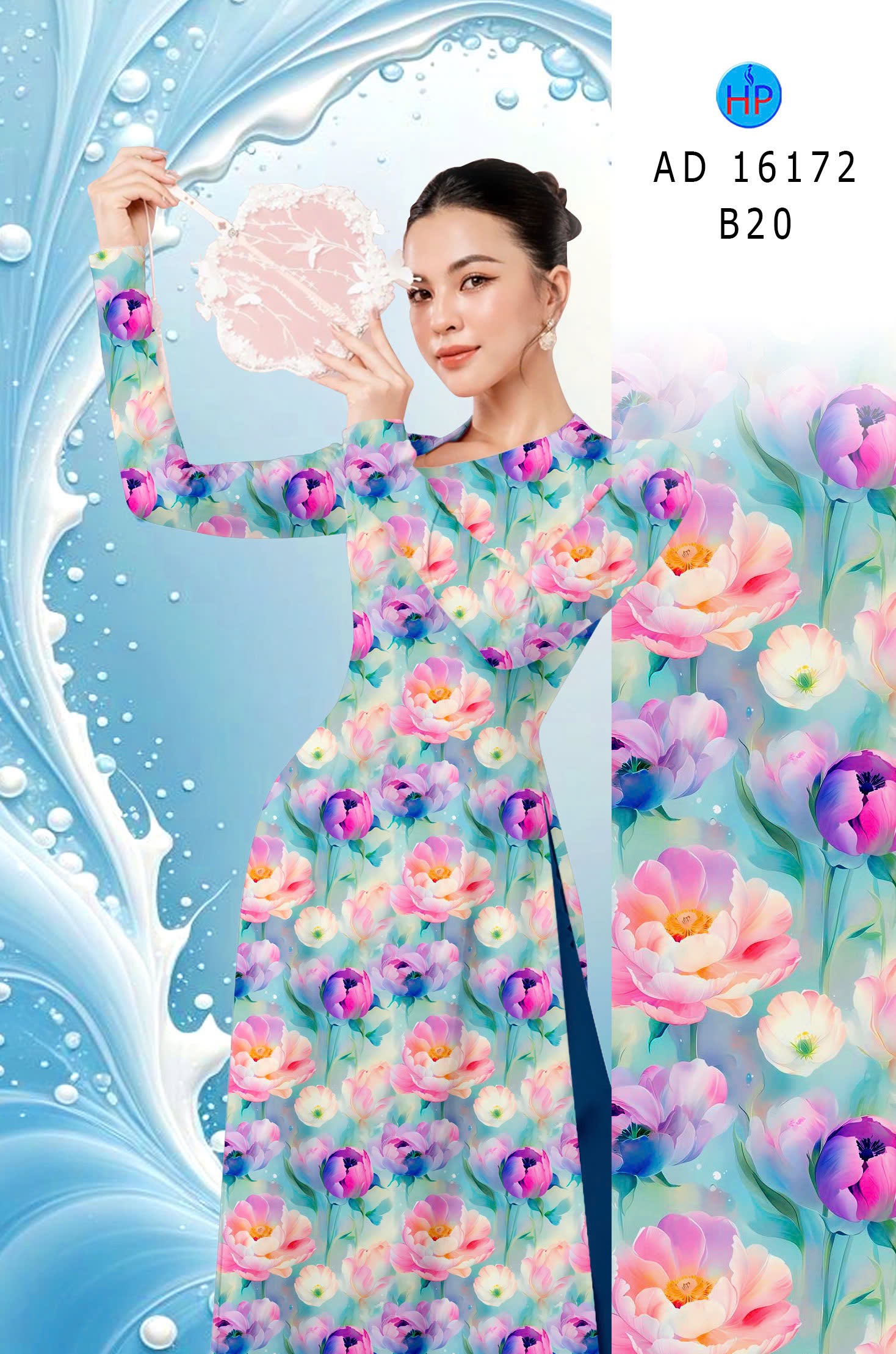 Vải áo dài hoa nguyên áo ad 16172