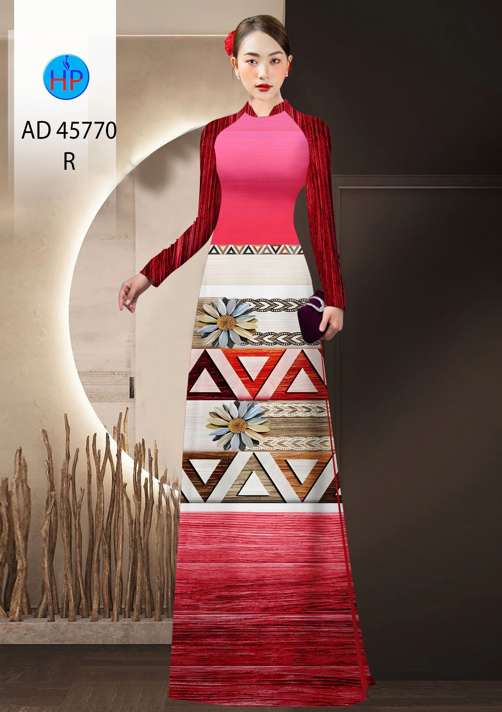 Vải áo dài hoa văn ad 45770