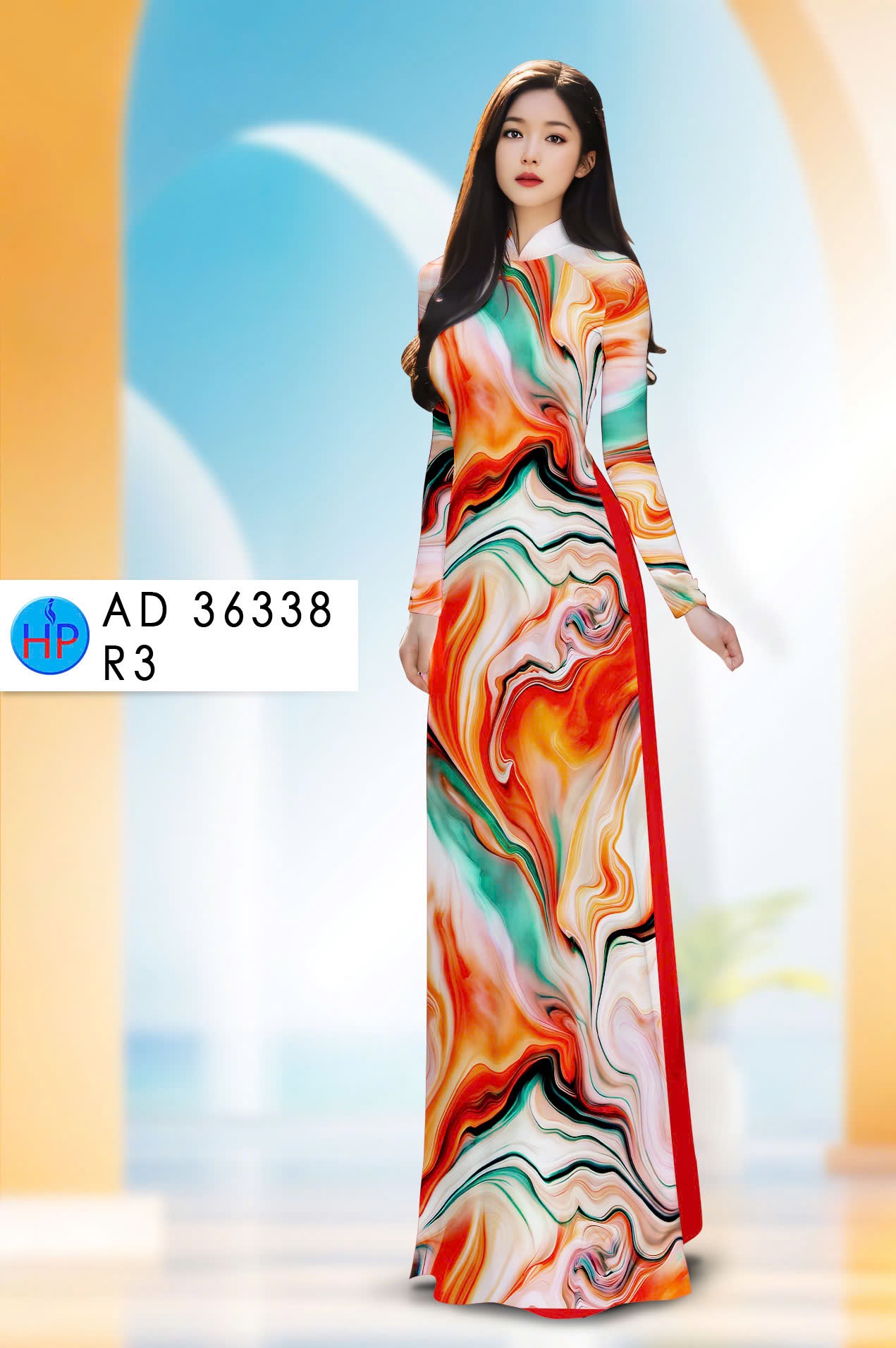 Vải áo dài lập thể hoa văn ad 36338