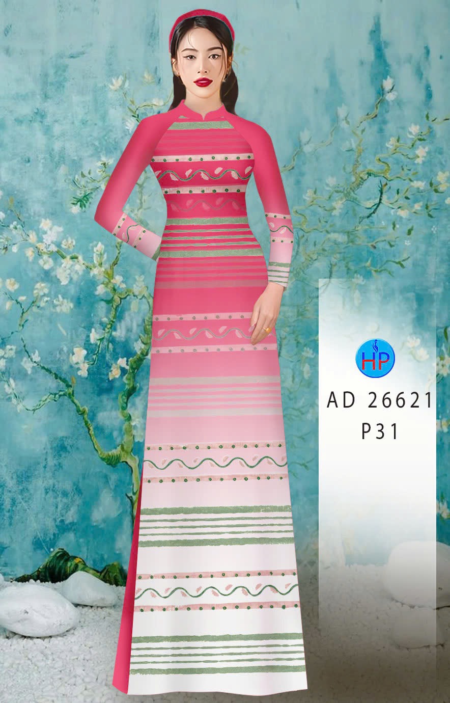 Vải áo dài hoa văn ad 26621