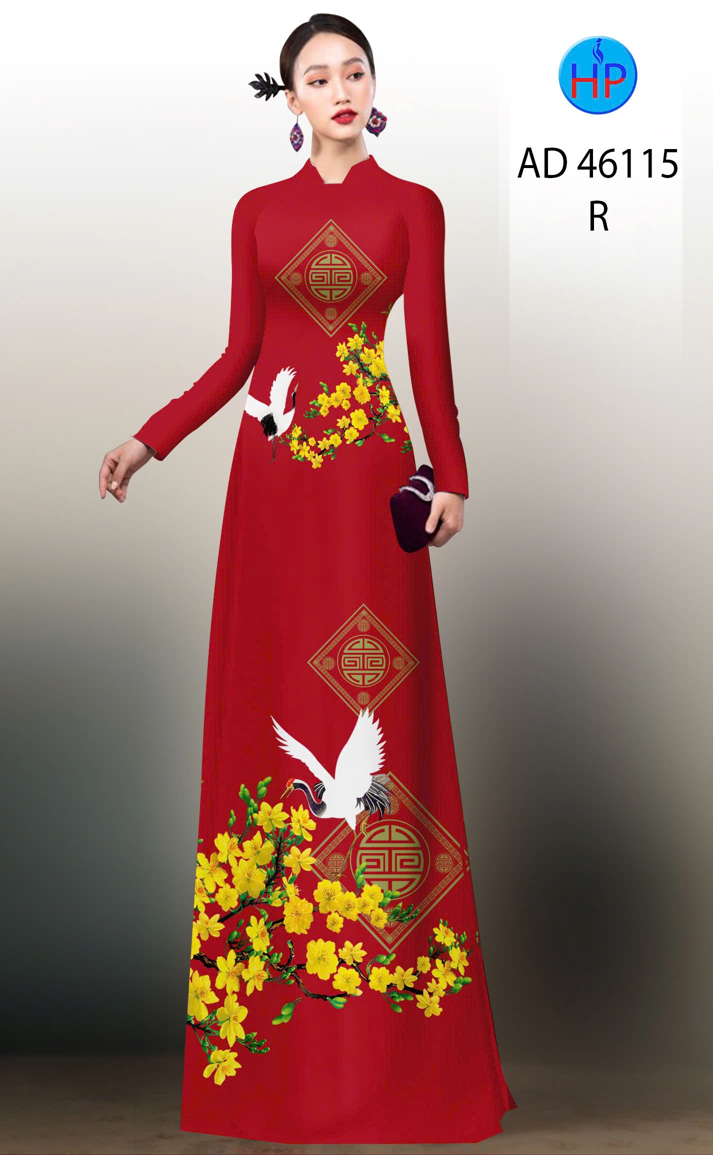 Vải áo dài hoa mai ad 46115