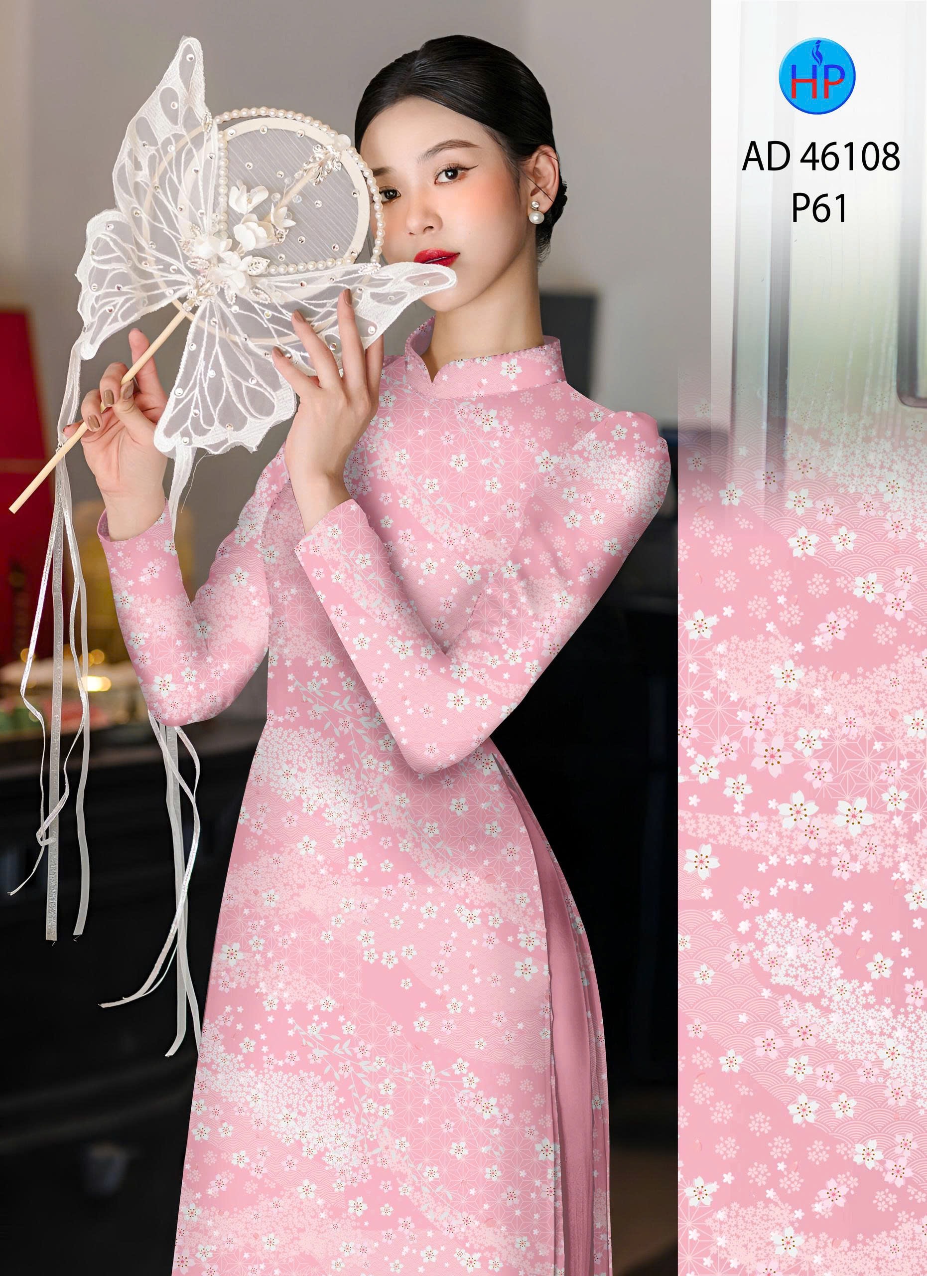 Vải áo dài hoa nhí ad 46108