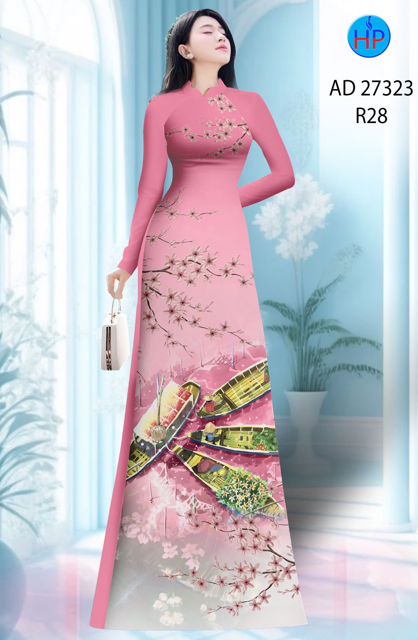 Vải áo dài phong cảnh ad 27323