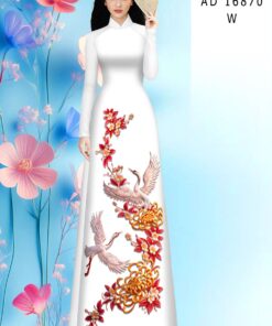 Vải áo dài chim hạc ad 16870