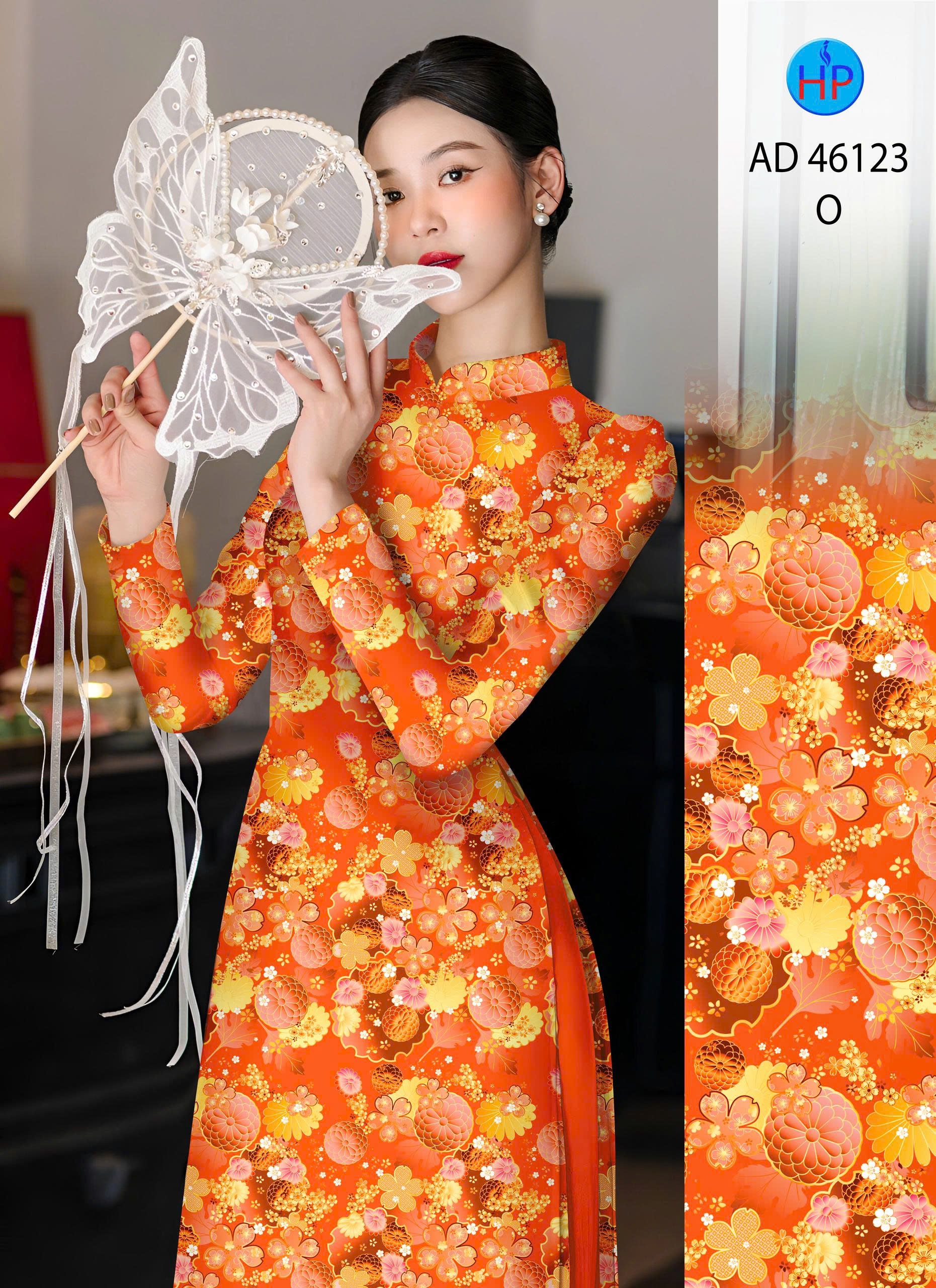 Vải áo dài hoa đều ad 46123
